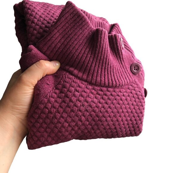 THE NORTH FACE Sweater 4 Button Turtleneck Cotton Wool Blend Plum Women's XS - Picture 11 of 16